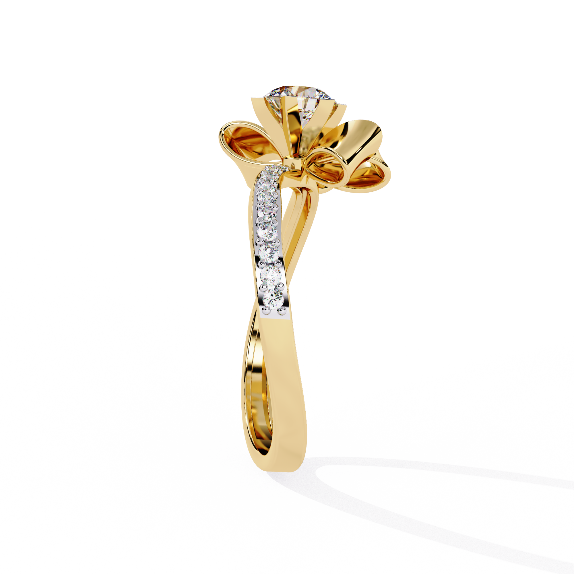 Solitairekart 0.5 ct Floral Bow Lab Grown Diamond Ring – 14K Gold
